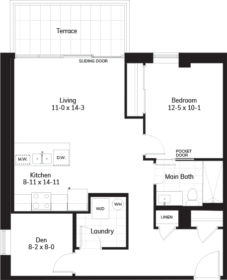 Plan D - 861 sq.ft.