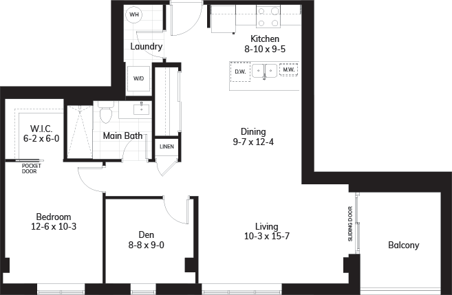 Plan E - 891 sq.ft.