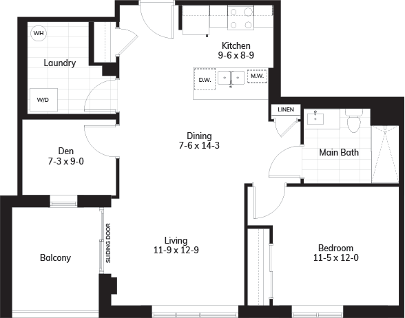 Plan F1 - 901 sq.ft.