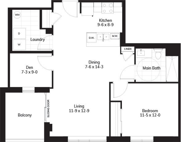 Plan F2 - 898 sq.ft.