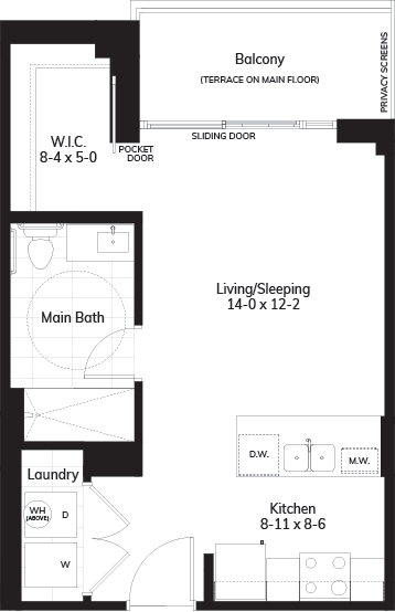 Plan A2 - 505 sq.ft.