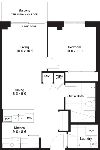 Plan B1 - 670 sq.ft.