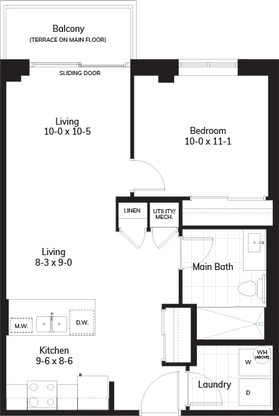 Plan B2 - 670 sq.ft.